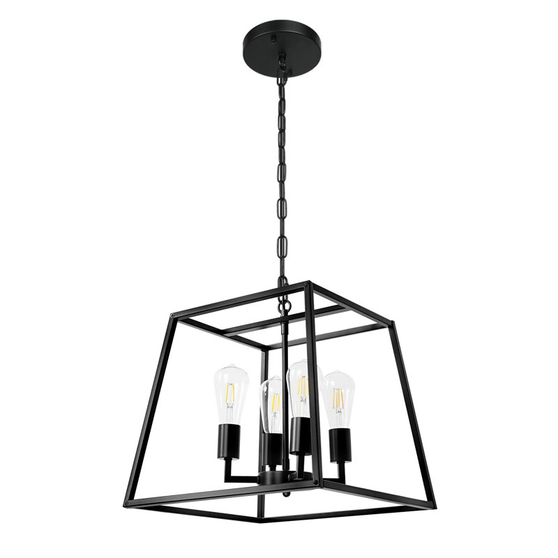 Gracie Oaks Black Industrial Kitchen Island Chandelier, Modern